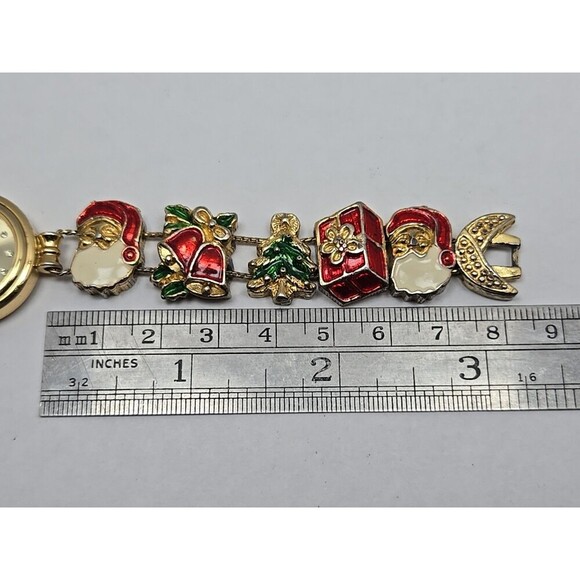 Jennie B Avon Christmas Slide Charm Bracelet Watch Gold Tone Quartz New Battery - Picture 7 of 9